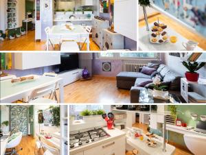 a collage of photos of a kitchen and a living room at Appartamento a Modena, comodo a tutti i servizi in Modena