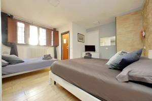 a large bedroom with two beds and a television at Vatican Flat Spacious Cozy with Court in Rome
