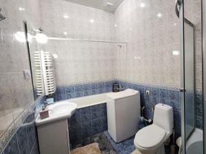 een badkamer met een toilet en een wastafel bij В центрі м.Чернівці 2 кімнатна затишна квартира. in Tsjernivsi