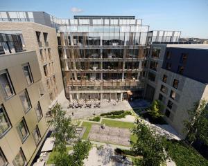 an overhead view of a courtyard in a building at Radisson Blu Royal Hotel Dublin in Dublin