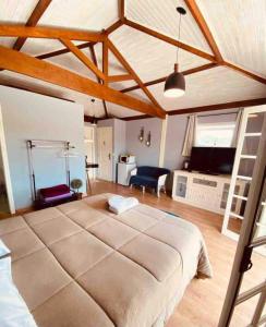 a bedroom with a large bed in a room at Suite Lavanda in Santo Antônio do Pinhal