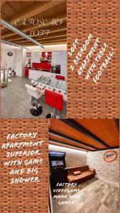eine Collage mit Fotos eines Restaurants mit Ziegelwand in der Unterkunft CA FOSCARI Loft & Factory in Mailand
