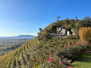 a house on the side of a hill with flowers at Portico Oscuro Deluxe Apartment - centro città in Treviso