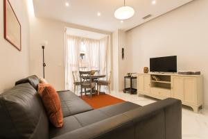 ein Wohnzimmer mit einem Sofa und einem TV in der Unterkunft Apartamento San Isidro Centro in Granada