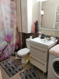 uma casa de banho com um WC e um lavatório em Lux apartman Lena em Belgrado