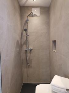 a bathroom with a shower with a shower head at Ferienwohnungen Margreiter Birgit in Hart im Zillertal