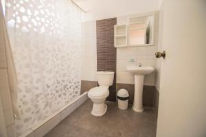 een badkamer met een toilet en een wastafel bij Señorio Chiribaya in Ilo