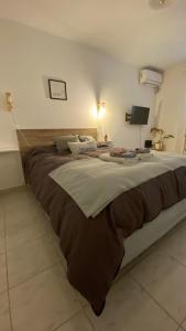 una cama grande en una habitación blanca con una cama grande en Espacio Edison 3, en Santa Rosa