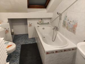 chez WF في لوكسمبورغ: حمام أبيض مع حوض ومرحاض