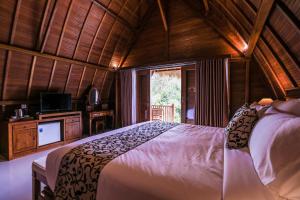 BB Resort Villa and Spa في نوسا بينيدا: غرفة نوم بسرير كبير وتلفزيون