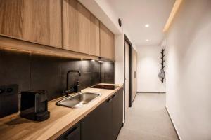 a kitchen with a sink and a counter top at Downtown Syntagma apartment 3 in Athens