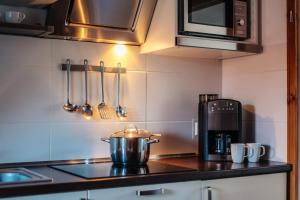 - un comptoir de cuisine avec cuisinière dans l'établissement Fichtenblick, à Sankt-Andreasberg