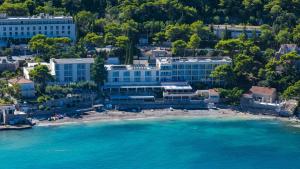 an aerial view of a beach and buildings at Hotel Vis in Dubrovnik