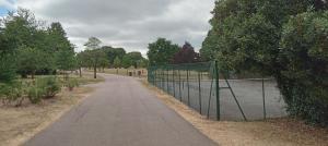 a walking path in a park with a fence at the woods 2 in London