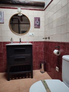 新埃斯特班德拉斯的住宿－La Herrera ll，一间带水槽、镜子和卫生间的浴室