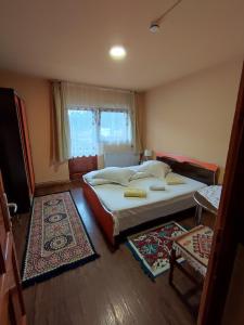 a bedroom with a large bed and a window at Edelweis Floare de Colt in Borsec