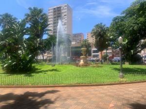 a fountain in the middle of a park at Hotel Barão Ribeirão in Ribeirão Preto