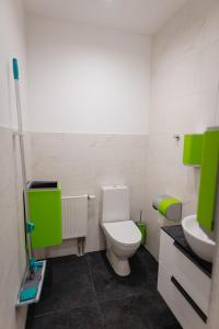 a bathroom with a toilet and a sink at Birch Alley Self Check-In in Panevėžys