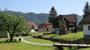 un pueblo con casas y un camino en la hierba en Apartman President, en Krapinske Toplice