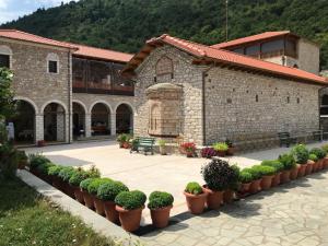 a building with a bunch of plants in front of it at Elena's villa in Chrysomiléa