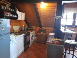 una cucina con frigorifero e piano cottura forno superiore di Apartman Ruzica a Krapinske Toplice