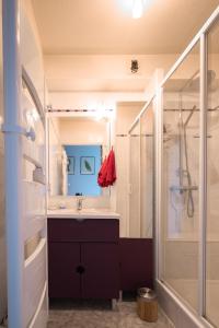 ein Bad mit einem Waschbecken und einer Dusche in der Unterkunft Résidence Belle Vue YourHostHelper in Arcachon