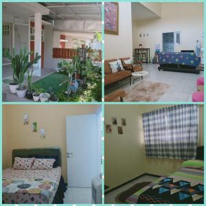 4 Bilder von einem Wohnzimmer und einem Schlafzimmer in der Unterkunft The Garden Homestay Syariah dekat Batu, pintu tol, UB, UMM in Blimbing