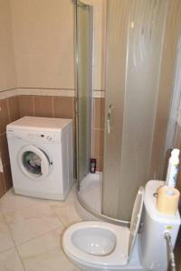 a bathroom with a toilet and a washing machine at Apartments on Primorskaya in Zelenogradsk