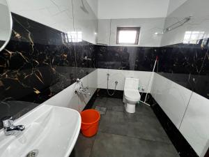 a bathroom with a sink and a toilet at Munnar Home stay in Munnar