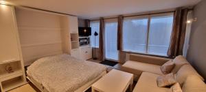 een woonkamer met een bank en een bed bij MC studio in Malmedy