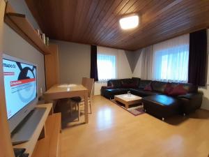 Televízia a/alebo spoločenská miestnosť v ubytovaní Haus Rosina