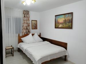 a bedroom with two beds and a painting on the wall at Casa Nobilis in Gura Humorului
