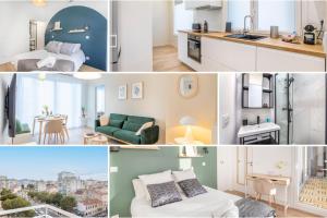 a collage of photos of a apartment at SUD PASSION - Sakakini - calme - 3 chambres - lumineux - fibre in Marseille