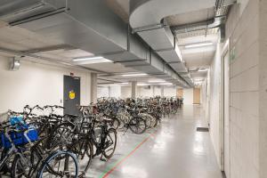 a large room with a lot of bikes parked in it at trendy STUDIO ROTTERDAM CENTER in Rotterdam