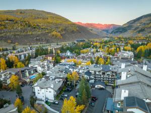 an aerial view of a town in the mountains at Lodge at Vail Condominiums in Vail