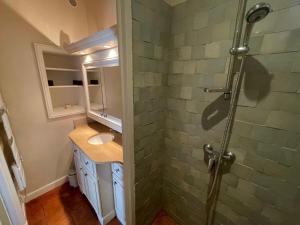 ロキレックにあるHouse in Locquirec near Sandy Beachesのシャワーと洗面台付きのバスルーム +12枚の写真