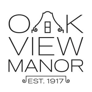 een zwart-witte tekening van de woorden nieuw landhuis bij Oak View Manor in Heidelberg