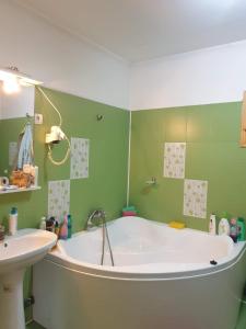 a bathroom with a bath tub and a sink at Casa Rustic in Vama