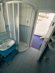 a bathroom with a shower and a sink at Apartments Tereza in Milna