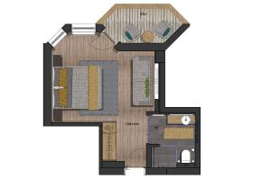 a drawing of a floor plan of a house at Vital Sporthotel Kristall in Finkenberg