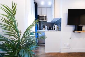 a plant in a room with a kitchen at 69-3C Stylish Lower East East 1br Apt BRAND NEW in New York