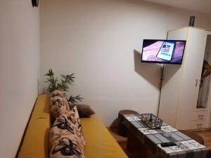 a living room with a couch and a flat screen tv at Mace MM :) in Šabac