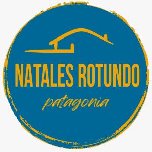a blue circle sign with the words niles round rombota at Cabañas Natales Rotundo in Puerto Natales