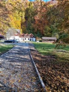 a train track in front of a house at Fontana erdélyi vendégház in Odorheiu Secuiesc