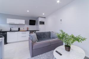 a living room with a couch and a table at LE ROYAL SWEET - PARKING GRATUIT + WIFI in Mulhouse