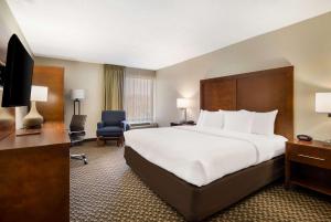 una camera d'albergo con un grande letto e una scrivania di Comfort Inn Virginia Horse Center a Lexington