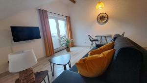 Televízia a/alebo spoločenská miestnosť v ubytovaní Apartamenty Bujaki Ustroń