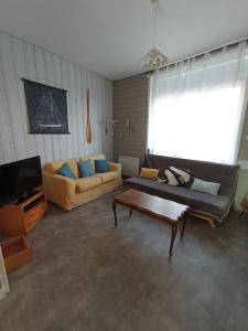 salon z kanapą i telewizorem w obiekcie Maison familiale au Chenal w mieście Grand-Fort-Philippe