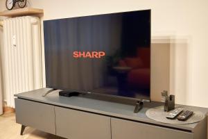 Televízia a/alebo spoločenská miestnosť v ubytovaní Apartament Wołodyjowskiego