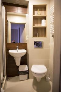 a bathroom with a toilet and a sink at Ośrodek Wypoczynku i Rekreacji Venus in Mrzeżyno